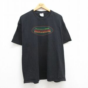 XL/古着 ヘインズ 半袖 ビンテージ Tシャツ メンズ 00s ホームカミング コットン クルーネック 黒 ブラック 23aug26 中古 2OF