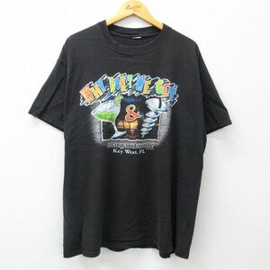 XL/古着 半袖 ビンテージ ロック バンド Tシャツ メンズ 00s カクテル ジミーバフェット 大きいサイズ クルーネック 黒 ブラック 23jul 2OF