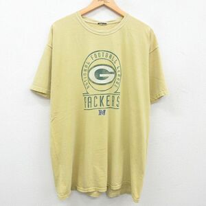 XL/古着 半袖 ビンテージ Tシャツ メンズ 00s NFL グリーンベイパッカーズ 大きいサイズ クルーネック 黄 イエロー アメフト スーパー 2OF