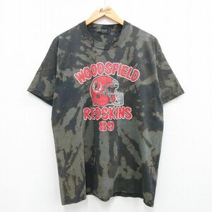 XL/古着 スクリーンスターズ 半袖 ビンテージ Tシャツ メンズ 80s NFL ワシントンレッドスキンズ クルーネック 黒系 ブラック ブリーチ 2OF