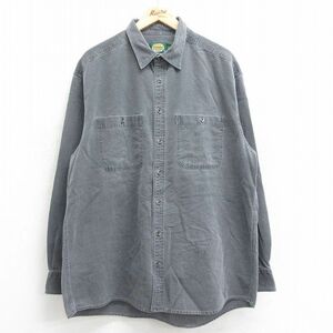 XL/古着 カベラス 長袖 シャツ メンズ 00s ダック地 大きいサイズ コットン グレー 24jan12 中古 トップス 2OF