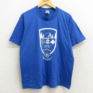 L/古着 半袖 ビンテージ Tシャツ メンズ 90s TROOP ホーリーン クルーネック 青 ブルー 23apr04 中古 2OF