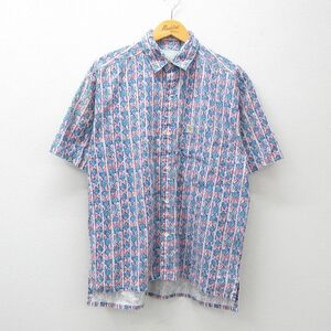 XL/古着 半袖 シャツ メンズ 00s 総柄 コットン 薄紺他 ネイビー 24mar23 中古 トップス 2OF