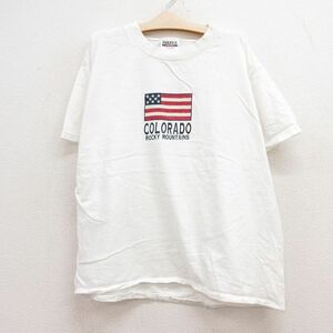 古着 半袖 ビンテージ Tシャツ キッズ ボーイズ 子供服 90s コロラド 星条旗 コットン クルーネック 白 ホワイト 23may16 2OF