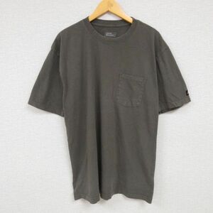 XL/古着 ディッキーズ Dickies 半袖 ブランド Tシャツ メンズ 胸ポケット付き 無地 コットン クルーネック 茶 ブラウン 23aug17 中古 2OF