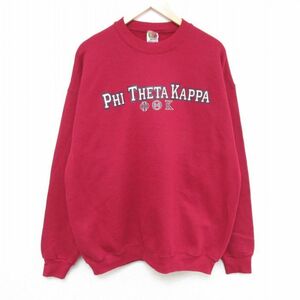 XL/古着 フルーツオブザルーム 長袖 スウェット メンズ 00s PHI THETA KAPPA クルーネック エンジ 23oct19 中古 スエット トレーナー 2OF