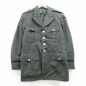 M/古着 長袖 ビンテージ ミリタリー ジャケット 将校服 メンズ 50s ロング丈 ウール 濃緑 グリーン 22dec19 中古 アウター フライト 5OF