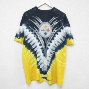 XL/古着 マジェスティック 半袖 Tシャツ メンズ NFL ピッツバーグスティーラーズ クルーネック 黄他 イエロー タイダイ アメフト スー 2OF