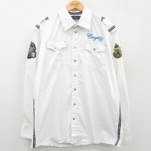 XL/古着 クージー COOGI 長袖 ワーク シャツ メンズ 00s ワンポイントロゴ コットン 白他 ホワイト 23jul18 中古 トップス 2OF