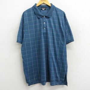 XL/古着 半袖 ポロ シャツ メンズ 大きいサイズ 薄紺他 ネイビー チェック 23apr03 中古 トップス 2OF