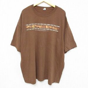 XL/古着 半袖 Tシャツ メンズ ココペリ ホピ族 メキシコ 大きいサイズ コットン クルーネック 茶 ブラウン 23aug08 中古 2OF