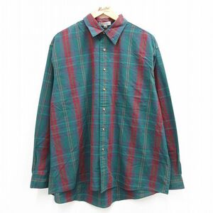 XL/古着 バンヒューセン 長袖 シャツ メンズ 90s 大きいサイズ 緑他 グリーン チェック 23aug01 中古 トップス 2OF