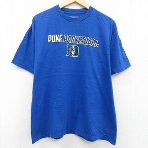 XL/古着 CHAMPS 半袖 Tシャツ メンズ DUKE バスケットボール コットン クルーネック 青 ブルー 23aug23 中古 2OF