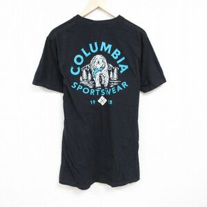 XL/古着 コロンビア Columbia 半袖 ブランド Tシャツ メンズ ビッグロゴ クマ コットン クルーネック 黒 ブラック 24mar01 中古 2OF
