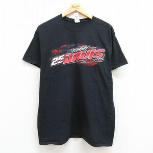 L/古着 半袖 Tシャツ メンズ レーシングカー トミーデイビスジュニア 企業広告 コットン クルーネック 黒 ブラック 23jun28 中古 2OF