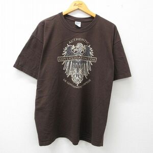 XL/古着 半袖 ビンテージ Tシャツ メンズ 00s GOVERNMENT 鳥 大きいサイズ コットン クルーネック こげ茶 ブラウン 23jul13 中古 2OF