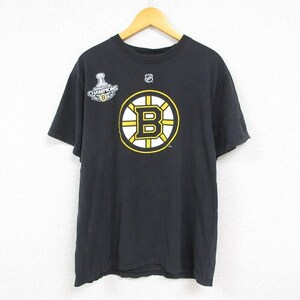 XL/古着 リーボック REEBOK 半袖 ブランド Tシャツ メンズ NHL ボストンブルーインズ ミランルチッチ 17 コットン クルーネック 黒 ブ 2OF