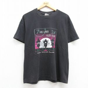 L/古着 ヘインズ 半袖 ビンテージ Tシャツ メンズ 90s バイク コットン クルーネック 黒 ブラック 23jun07 中古 2OF