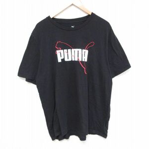 XL/古着 プーマ puma 半袖 ブランド Tシャツ メンズ ビックロゴ 大きいサイズ コットン クルーネック 黒 ブラック 23aug19 中古 2OF