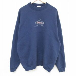 XL/古着 ウィルソン 長袖 スウェット メンズ 90s 大きいサイズ クルーネック 紺 ネイビー spe 23dec02 中古 スエット トレーナー トッ 2OF