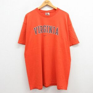 XL/古着 ナイキ NIKE 半袖 ビンテージ Tシャツ メンズ 00s バージニア 大きいサイズ コットン クルーネック オレンジ 23may29 中古 2OF