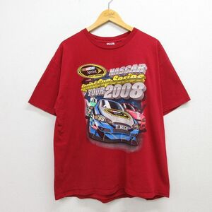 XL/古着 半袖 ビンテージ Tシャツ メンズ 00s レーシングカー ナスカー コットン クルーネック 赤 レッド 22jul25 中古 5OF