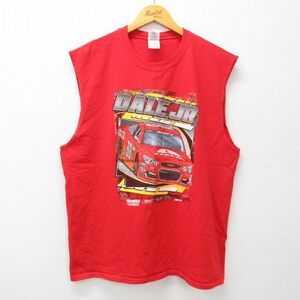 XL/古着 ビンテージ ノースリーブ Tシャツ メンズ 00s NASCAR レーシング デイルアーンハートジュニア コットン クルーネック 赤 レッ 2OF