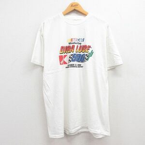 XL/古着 半袖 ビンテージ Tシャツ メンズ 90s NASCAR PURA LUBE クルーネック 白 ホワイト 23jun29 中古 2OF