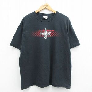 XL/古着 ヘインズ 半袖 ビンテージ Tシャツ メンズ 00s コカコーラ コットン クルーネック 黒 ブラック 23jun27 中古 2OF