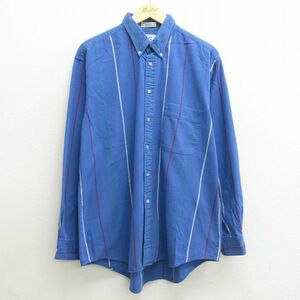 XL/古着 バンヒューセン 長袖 シャツ メンズ 90s コットン ボタンダウン 青他 ブルー ストライプ 22dec06 中古 トップス 5OF