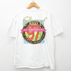 XL/古着 半袖 ビンテージ Tシャツ メンズ 90s ジャスティンズ 大きいサイズ コットン クルーネック 白 ホワイト 23jun27 中古 2OF