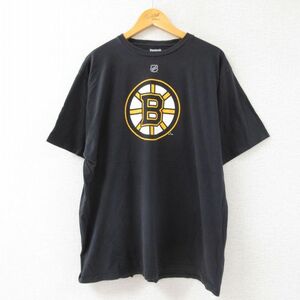 XL/古着 リーボック 半袖 ブランド Tシャツ メンズ NHL ボストンブルーインズ パトリスバージェロン 大きいサイズ コットン クルーネッ 2OF