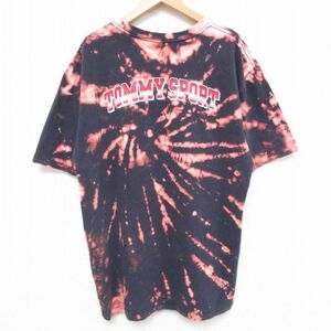 XL/古着 トミーヒルフィガー TOMMY HILFIGER 半袖 ブランド Tシャツ メンズ 00s トミースポーツ クルーネック 黒他 ブラック ブリーチ 2OF