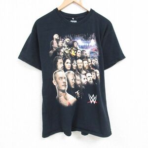 XL/古着 半袖 Tシャツ メンズ ワールドプロレスリング コットン クルーネック 黒 ブラック 23jun26 中古 2OF