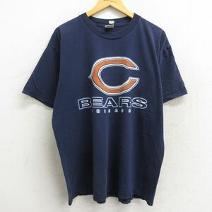 XL/古着 半袖 ビンテージ Tシャツ メンズ 00s NFL シカゴベアーズ 大きいサイズ コットン クルーネック 紺 ネイビー アメフト スーパー 2OF