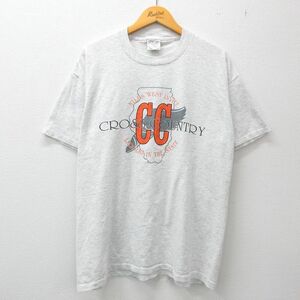 XL/古着 半袖 ビンテージ Tシャツ メンズ 90s ナイルズウエスト クロスカントリー クルーネック 薄グレー 霜降り 23apr24 中古 2OF