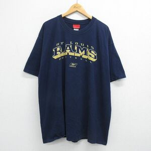 XL/古着 リーボック 半袖 ビンテージ Tシャツ メンズ 00s NFL セントルイスラムズ 大きいサイズ ロング丈 コットン クルーネック 紺 ネ 2OF