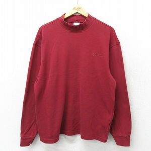 XL/古着 コロンビア 長袖 ビンテージ Tシャツ メンズ 00s ワンポイントロゴ 大きいサイズ コットン ハイネック モックネック エンジ 24 2OF