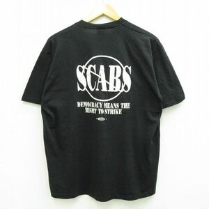 XL/古着 半袖 ビンテージ Tシャツ メンズ 80s LOCAL834 SCABS 胸ポケット付き クルーネック 黒 ブラック spe 23jul21 中古 2OF