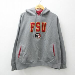 XL/古着 長袖 スウェット パーカー メンズ 00s FSU フロリダ 大きいサイズ グレー 霜降り 23sep19 中古 スエット トレーナー トップス 2OF