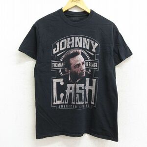 M/古着 半袖 ロック バンド Tシャツ メンズ ジョニーキャッシュ コットン クルーネック 黒 ブラック 23mar22 中古 5OF