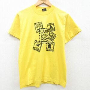 M/古着 半袖 ビンテージ Tシャツ メンズ 90s 切手 クルーネック 黄 イエロー 23jun19 中古 2OF