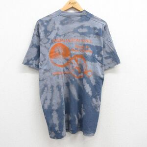 XL/古着 半袖 ビンテージ Tシャツ メンズ 90s 方位磁石 クルーネック 紺他 ネイビー ブリーチ加工 23aug01 中古 2OF