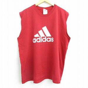 XL/古着 アディダス adidas ビンテージ ノースリーブ メンズ 00s ビッグロゴ 大きいサイズ コットン クルーネック 赤 レッド 22jun13 5OF