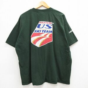 XL/古着 半袖 ビンテージ Tシャツ メンズ 00s US SKI TEAM 大きいサイズ コットン クルーネック 濃緑 グリーン 23mar16 中古 5OF