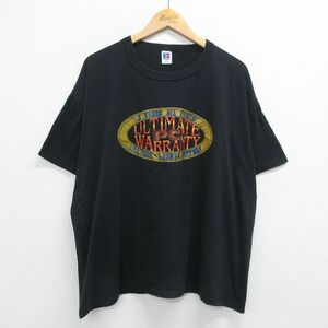 XL/古着 ラッセル 半袖 ビンテージ Tシャツ メンズ 90s ULTIMATE WARRANTY 大きいサイズ クルーネック 黒 ブラック 23mar23 中古 5OF