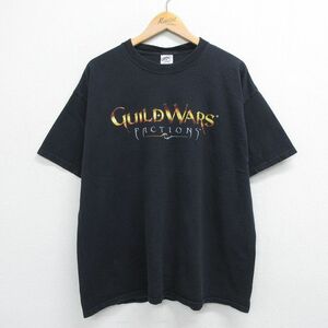 XL/古着 半袖 ビンテージ Tシャツ メンズ 00s ゲーム ギルドウォーズ 大きいサイズ コットン クルーネック 黒 ブラック 23jun03 中古 2OF