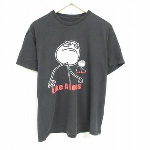 L/古着 半袖 Tシャツ メンズ ボス クルーネック 黒 ブラック 23jul22 中古 2OF