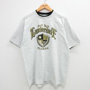 XL/古着 半袖 ビンテージ Tシャツ メンズ 90s フォートローダーデール フロリダ クルーネック 薄グレー 霜降り他 spe 23jul22 中古 2OF