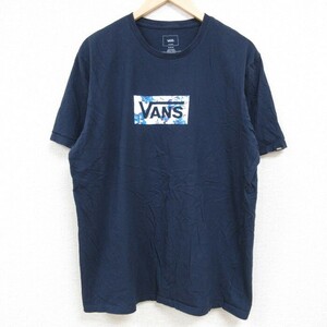 XL/古着 バンズ VANS 半袖 Tシャツ メンズ ビッグロゴ コットン クルーネック 濃紺 ネイビー 24feb28 中古 2OF